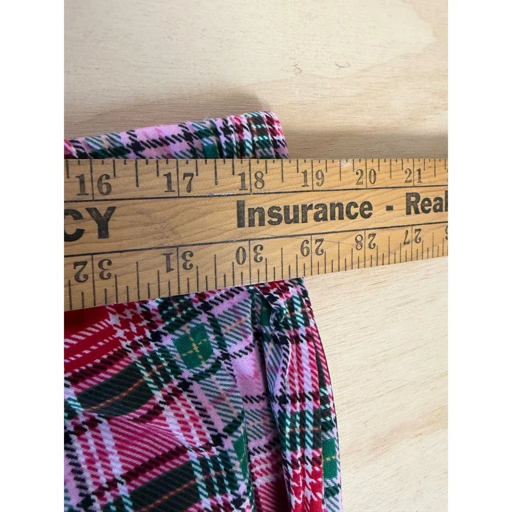 Holiday Time Womens XL 16-18 Red Pink Plaid 2 PC Pajama Set NWT J8